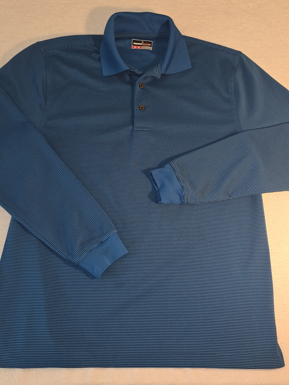 GRAND SLAM Mens PERFORMANCE SZ M BLUE POLO Long Sleeve Golf SHIRT Beautiful Blue